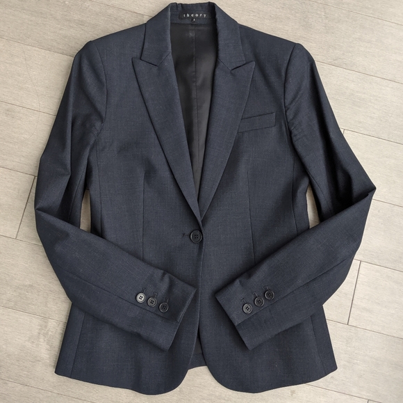 Theory Jackets & Blazers - Theory wool Gabe blazer charcoal navy sz 2